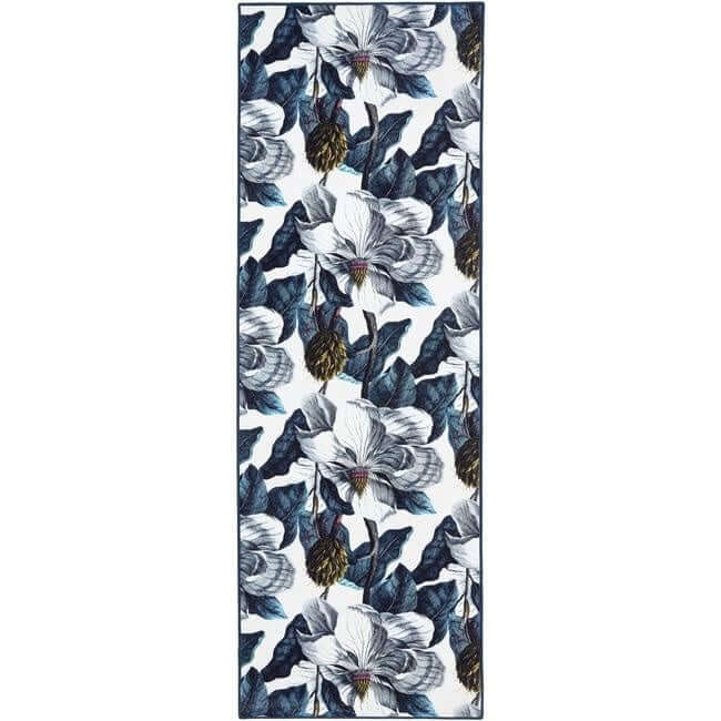 Eco - Washable Blue Rug Floral Design - The Rugs - Art Fever