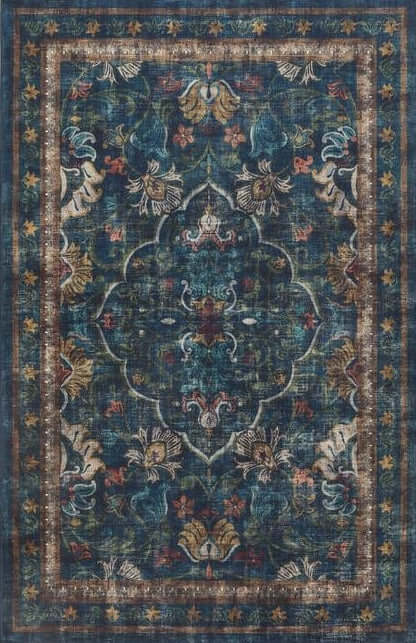 Eco - Washable Blue Rug Vintage Design - The Rugs - Art Fever