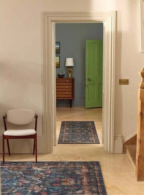 Eco - Washable Blue Rug Vintage Design - The Rugs - Art Fever