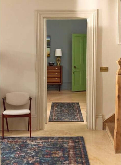 Eco - Washable Blue Rug Vintage Design - The Rugs - Art Fever