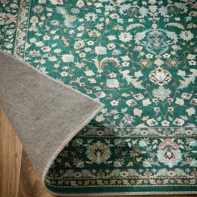 Eco - Washable Green Rug Medallion Design - The Rugs - Art Fever