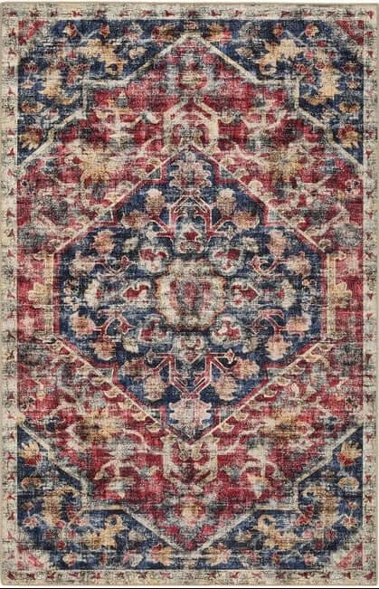 Eco - Washable Red Rug Medallion Design - The Rugs - Art Fever