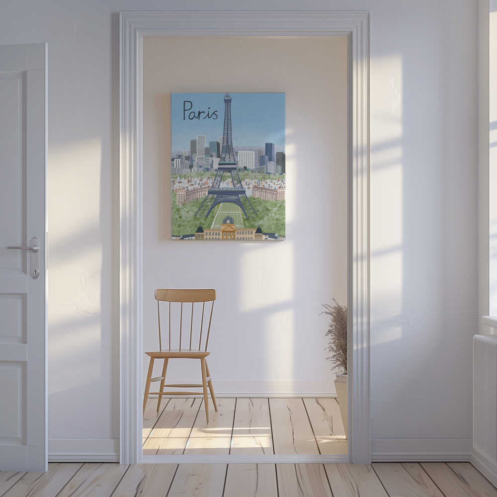 Eiffel Tower with Paris City in Background by Artist Carla Daly Canvas Print Wall Art 1X2896647 - ART FEVER - Art Fever