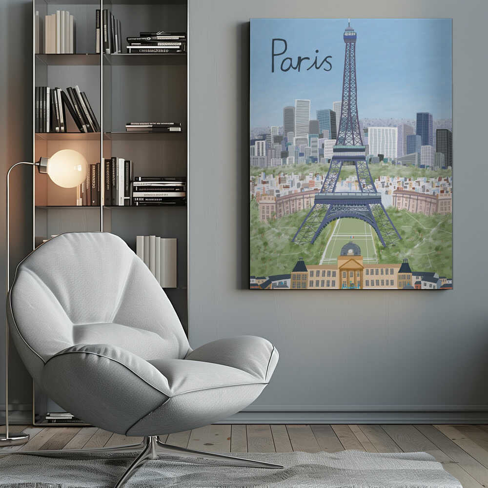 Eiffel Tower with Paris City in Background by Artist Carla Daly Canvas Print Wall Art 1X2896647 - ART FEVER - Art Fever