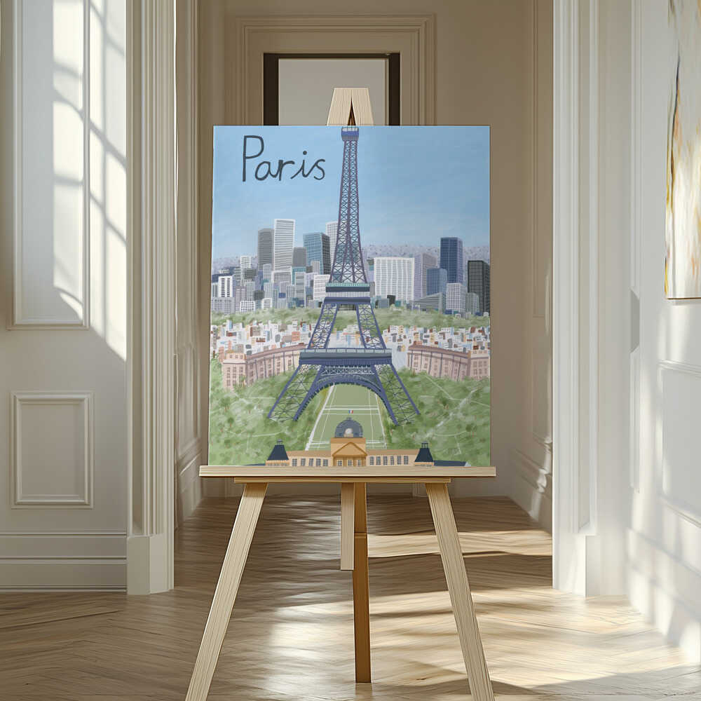 Eiffel Tower with Paris City in Background by Artist Carla Daly Canvas Print Wall Art 1X2896647 - ART FEVER - Art Fever