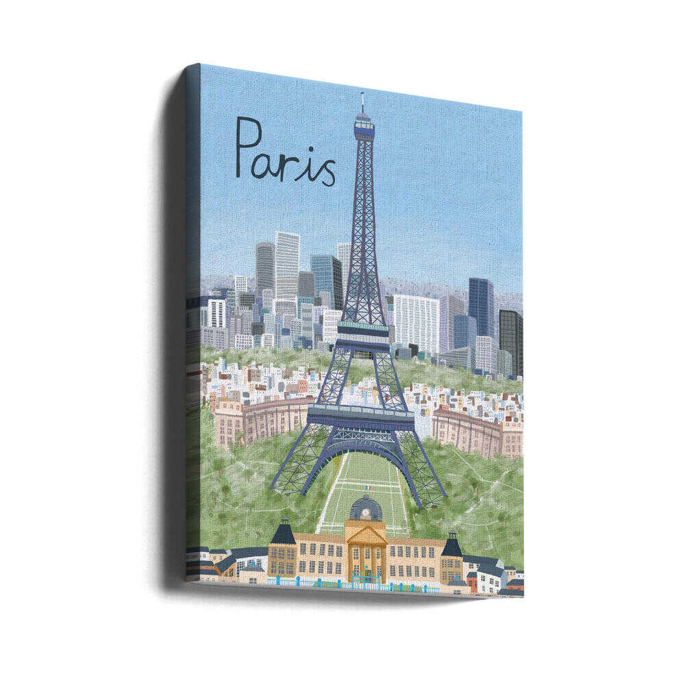 Eiffel Tower with Paris City in Background by Artist Carla Daly Canvas Print Wall Art 1X2896647 - ART FEVER - Art Fever