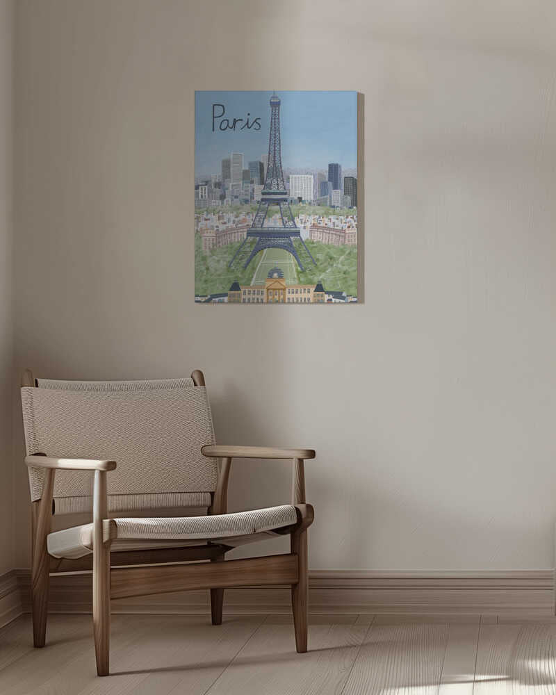 Eiffel Tower with Paris City in Background by Artist Carla Daly Canvas Print Wall Art 1X2896647 - ART FEVER - Art Fever