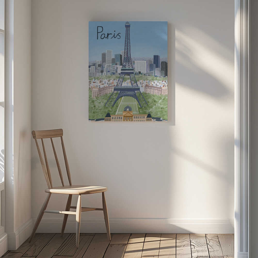 Eiffel Tower with Paris City in Background by Artist Carla Daly Canvas Print Wall Art 1X2896647 - ART FEVER - Art Fever