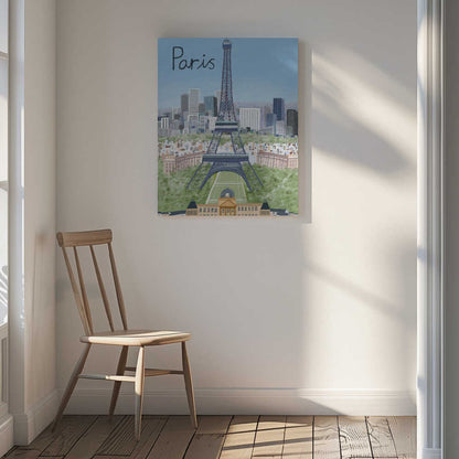 Eiffel Tower with Paris City in Background by Artist Carla Daly Canvas Print Wall Art 1X2896647 - ART FEVER - Art Fever