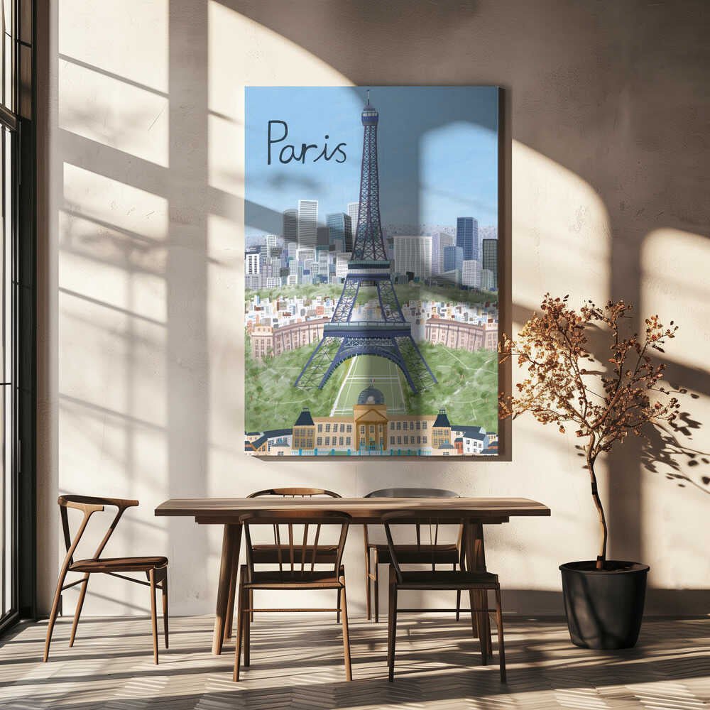 Eiffel Tower with Paris City in Background by Artist Carla Daly Canvas Print Wall Art 1X2896647 - ART FEVER - Art Fever