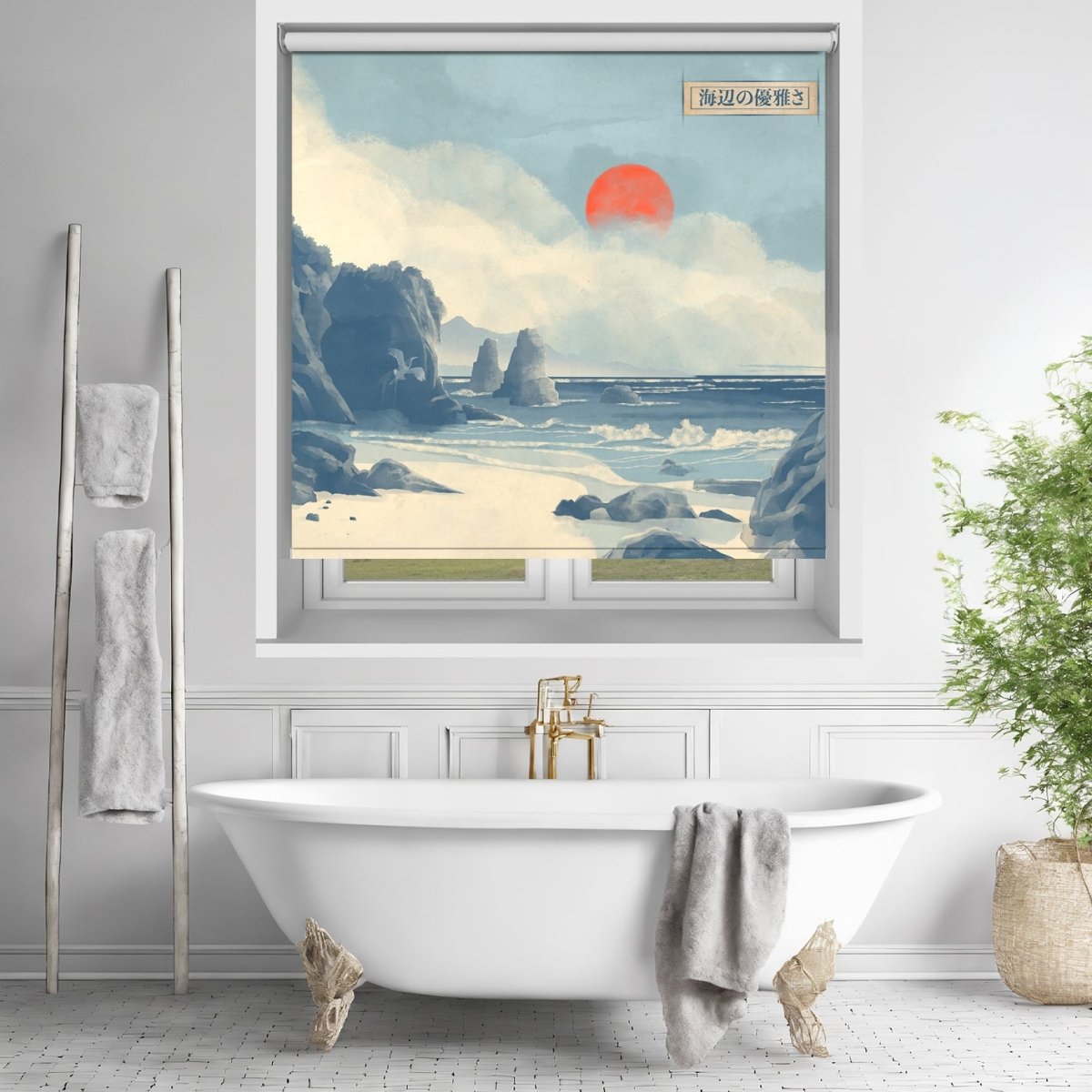 Elegance By the Shore Japanese Scene Printed Picture Photo Roller Blind - 1X2987979 - Art Fever - Art Fever