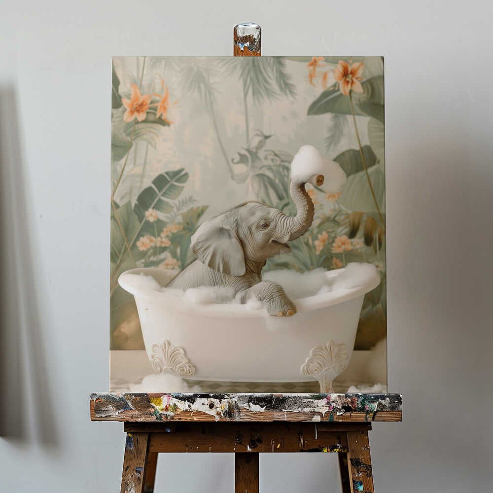 Elephant Bubble Bliss Canvas Print Wall Art 1X3062950 - ART FEVER - Art Fever