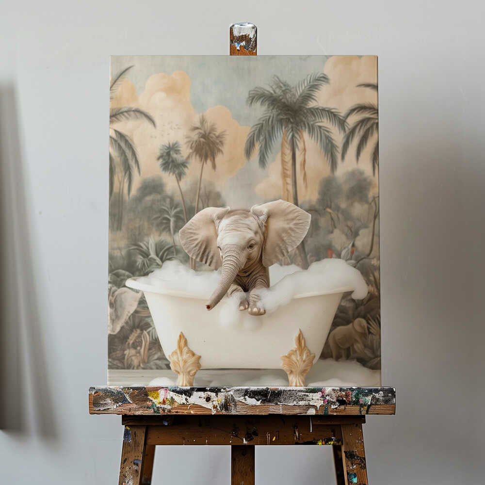 Elephant Bubble Delight Canvas Print Wall Art 1X3062986 - ART FEVER - Art Fever