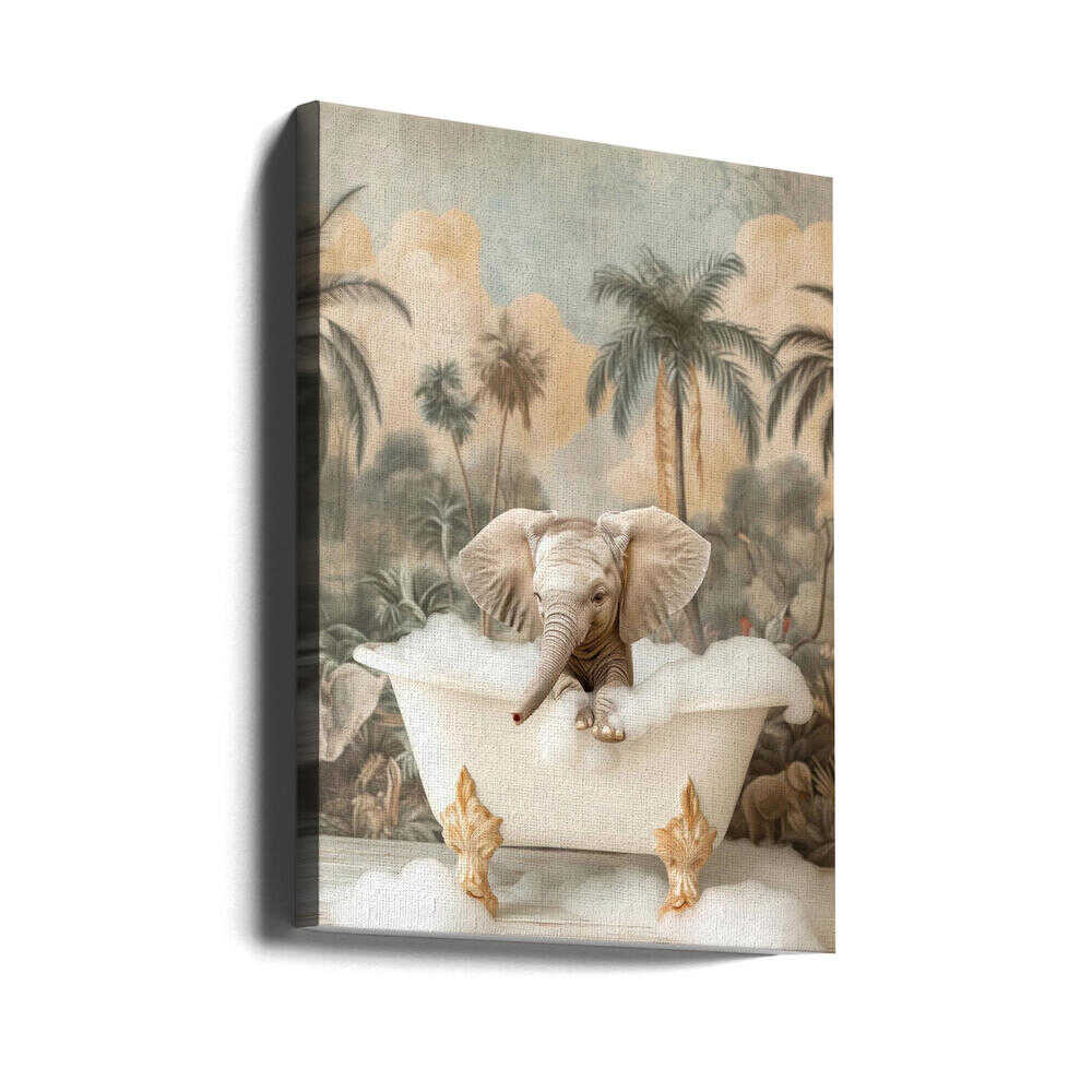 Elephant Bubble Delight Canvas Print Wall Art 1X3062986 - ART FEVER - Art Fever