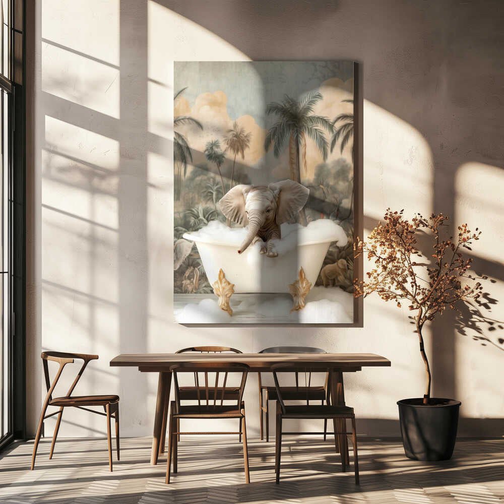 Elephant Bubble Delight Canvas Print Wall Art 1X3062986 - ART FEVER - Art Fever