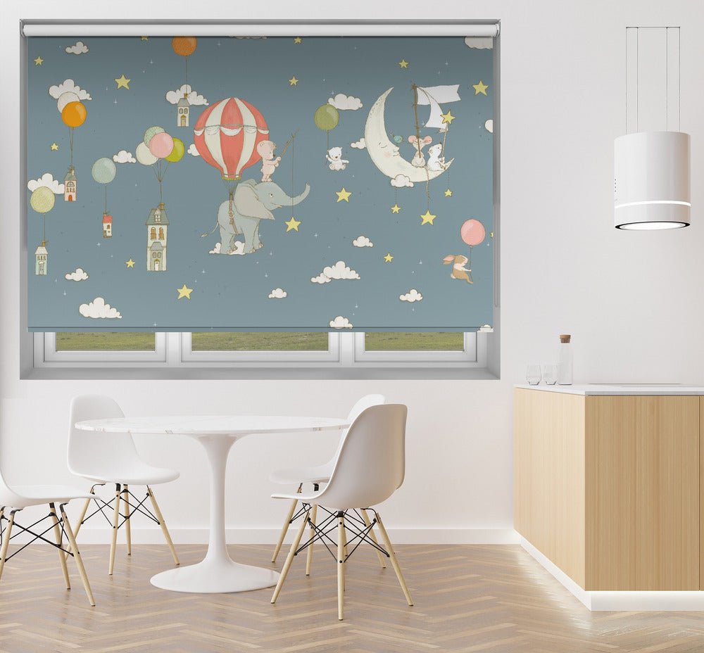 Elephant Dream Blue Design Printed Picture Photo Roller Blind - 1X2759471 - Art Fever - Art Fever