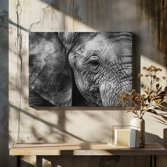 Elephant skin Black & White Animal Photography Canvas Print Picture Wall Art - 1X2158615 - Art Fever - Art Fever