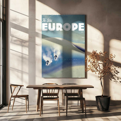 Europe To Ski Vintage Poster Canvas Print Wall Art 1X3324771 - ART FEVER - Art Fever
