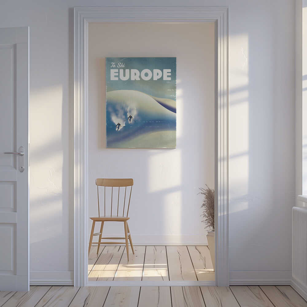 Europe To Ski Vintage Poster Canvas Print Wall Art 1X3324771 - ART FEVER - Art Fever