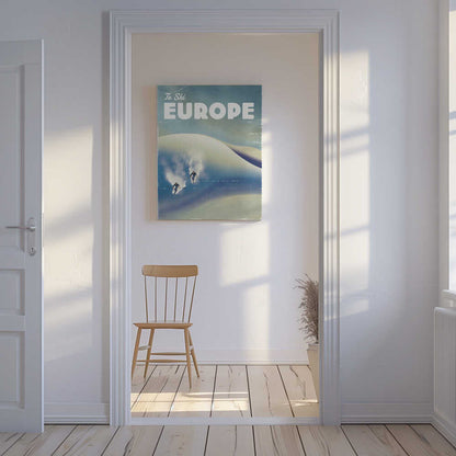 Europe To Ski Vintage Poster Canvas Print Wall Art 1X3324771 - ART FEVER - Art Fever
