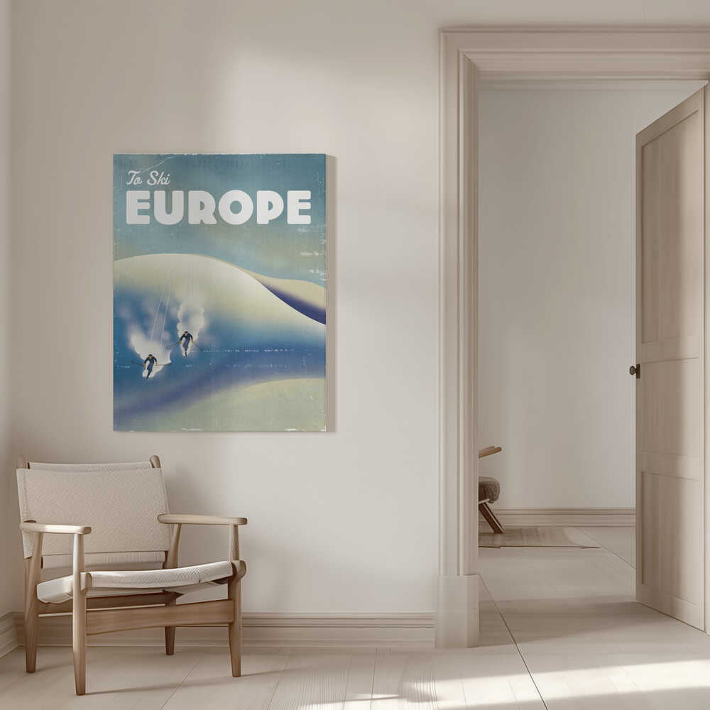 Europe To Ski Vintage Poster Canvas Print Wall Art 1X3324771 - ART FEVER - Art Fever