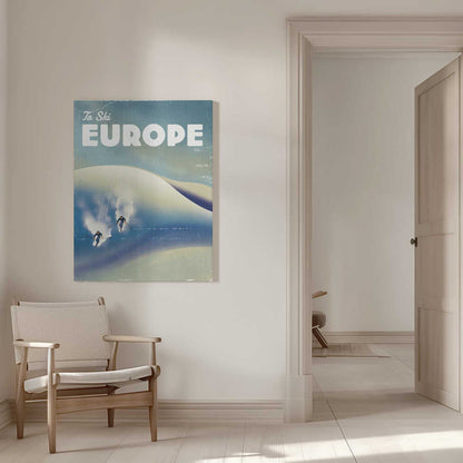 Europe To Ski Vintage Poster Canvas Print Wall Art 1X3324771 - ART FEVER - Art Fever