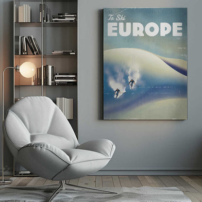 Europe To Ski Vintage Poster Canvas Print Wall Art 1X3324771 - ART FEVER - Art Fever