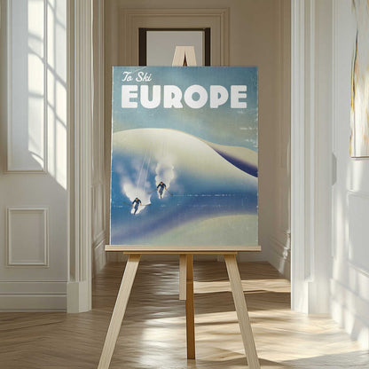 Europe To Ski Vintage Poster Canvas Print Wall Art 1X3324771 - ART FEVER - Art Fever