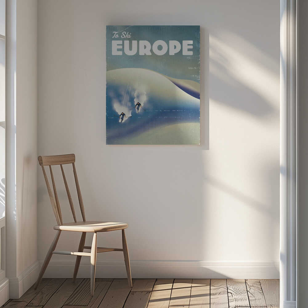 Europe To Ski Vintage Poster Canvas Print Wall Art 1X3324771 - ART FEVER - Art Fever