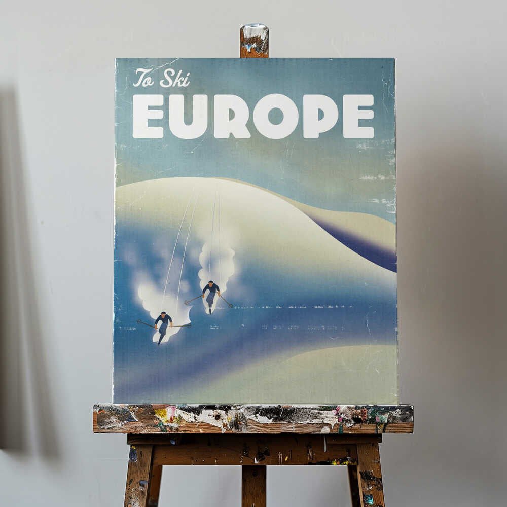 Europe To Ski Vintage Poster Canvas Print Wall Art 1X3324771 - ART FEVER - Art Fever