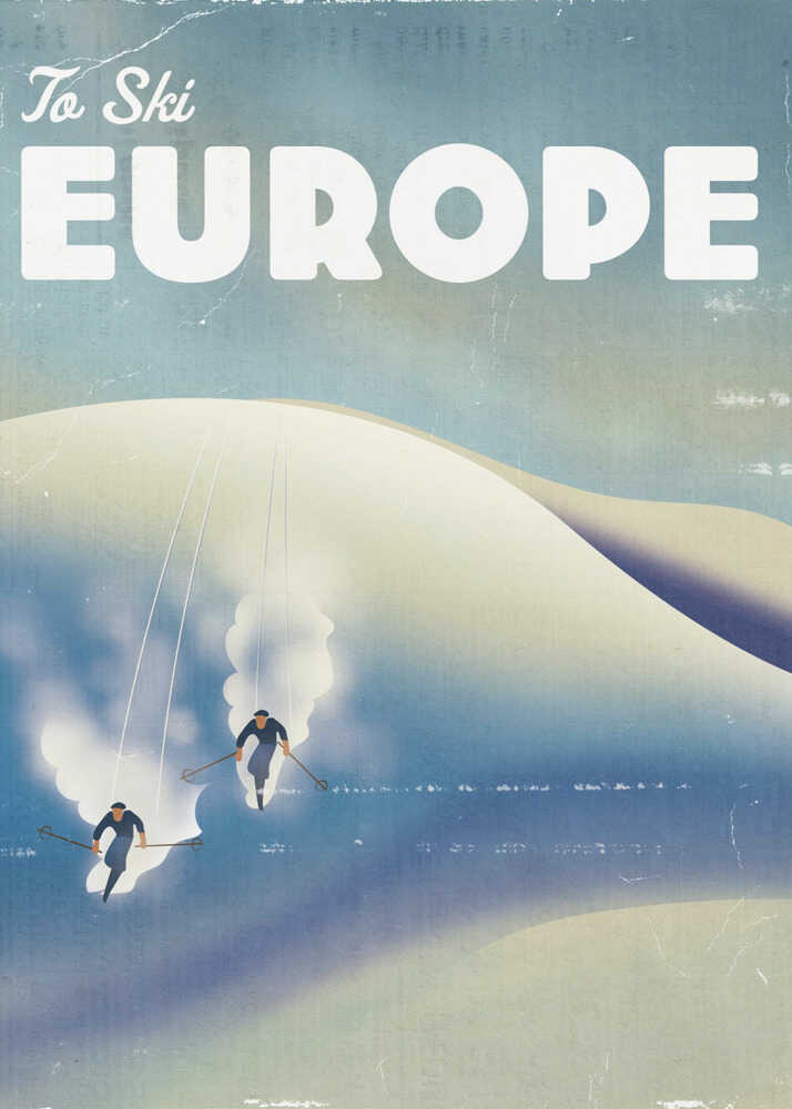 Europe To Ski Vintage Poster Canvas Print Wall Art 1X3324771 - ART FEVER - Art Fever