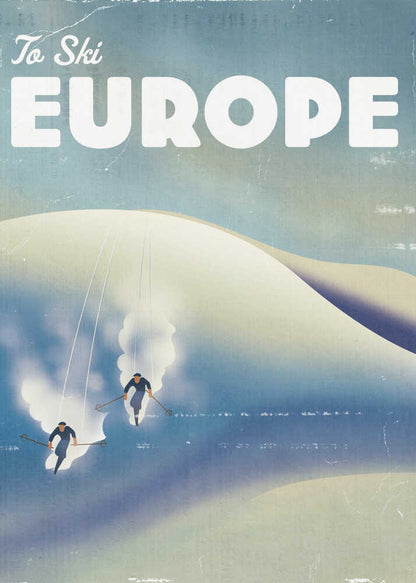 Europe To Ski Vintage Poster Canvas Print Wall Art 1X3324771 - ART FEVER - Art Fever