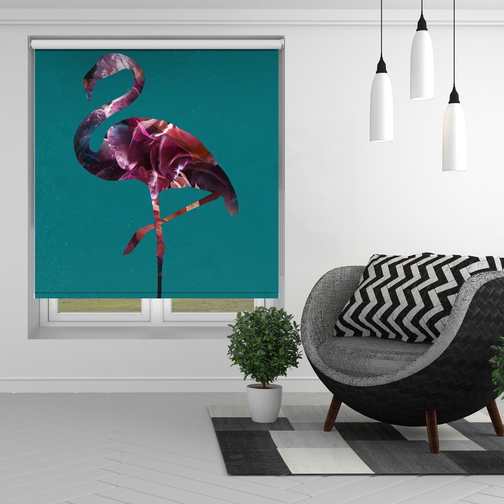 Flamingo Pink and Green Printed Picture Photo Roller Blind - 1X2543536 - Art Fever - Art Fever