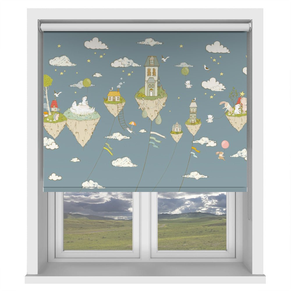 Floating Islands in the Night Sky Blue Pattern Printed Picture Photo Roller Blind - 1X2759479 - Art Fever - Art Fever