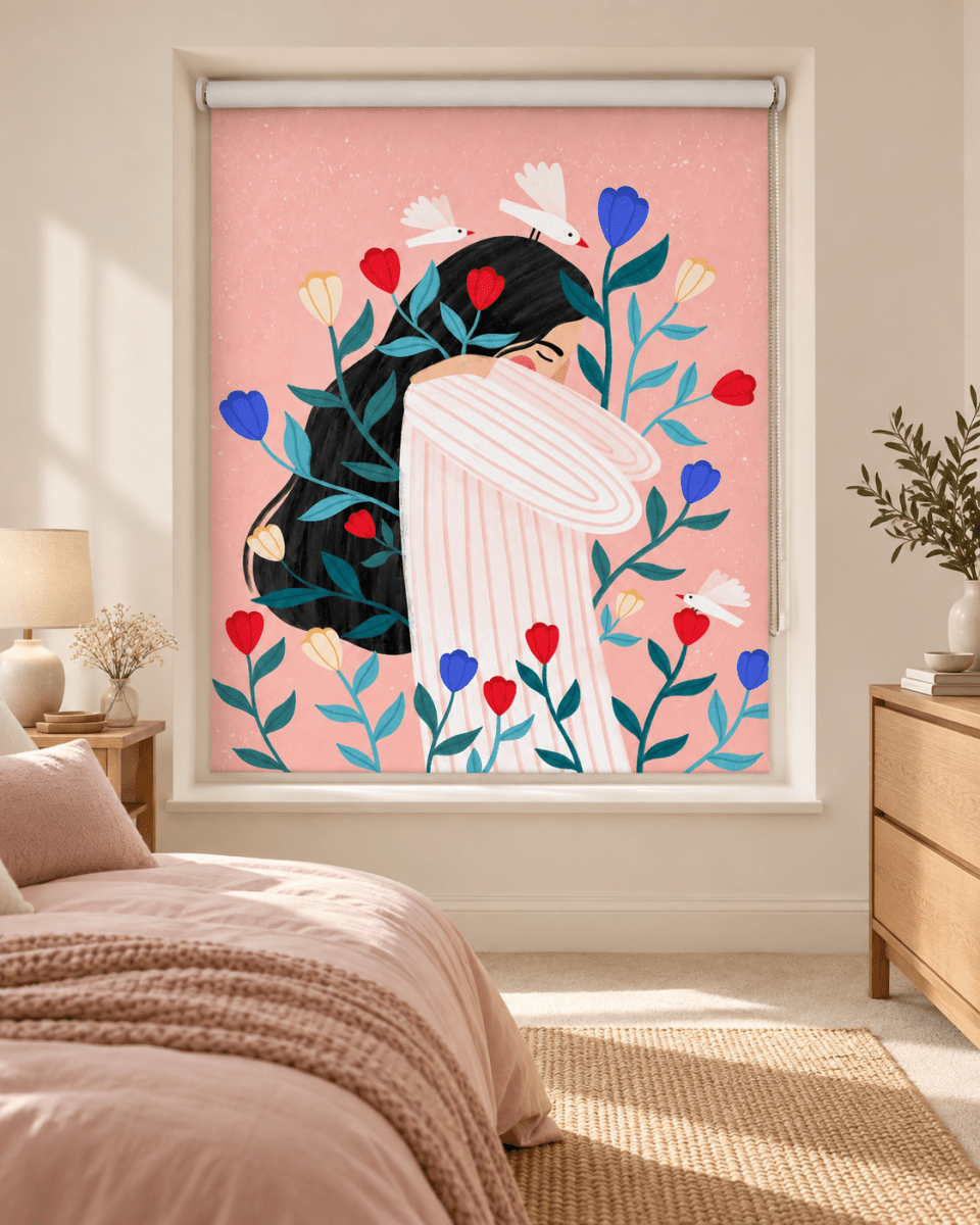 Floral Self Embrace Printed Roller Blind - 1X2750269 - Art Fever - Art Fever