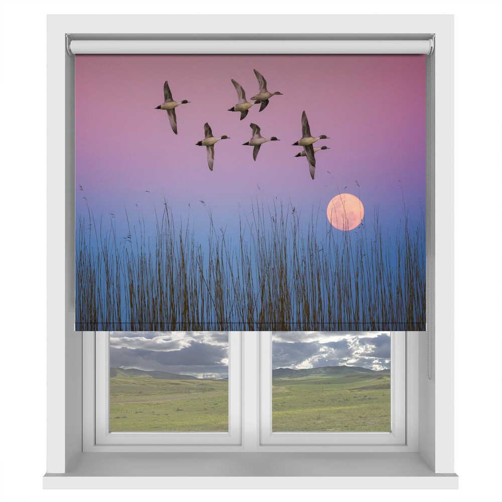 Flying Ducks Moonrise Sky Printed Roller Blind - 1X3012245 - Art Fever - Art Fever