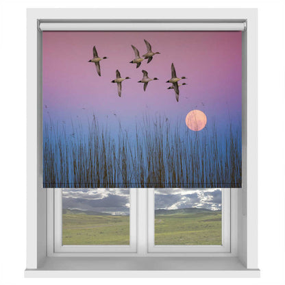 Flying Ducks Moonrise Sky Printed Roller Blind - 1X3012245 - Art Fever - Art Fever