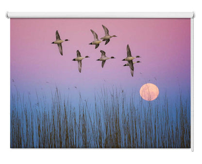 Flying Ducks Moonrise Sky Printed Roller Blind - 1X3012245 - Art Fever - Art Fever