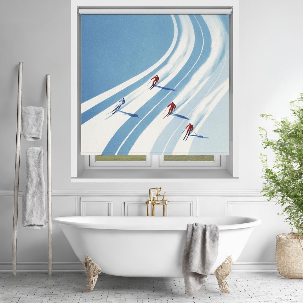 Four Skiers Printed Picture Photo Roller Blind - 1X3361166 - Art Fever - Art Fever