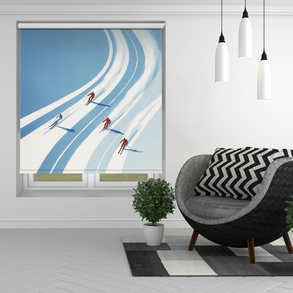 Four Skiers Printed Picture Photo Roller Blind - 1X3361166 - Art Fever - Art Fever