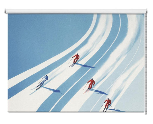 Four Skiers Printed Picture Photo Roller Blind - 1X3361166 - Art Fever - Art Fever