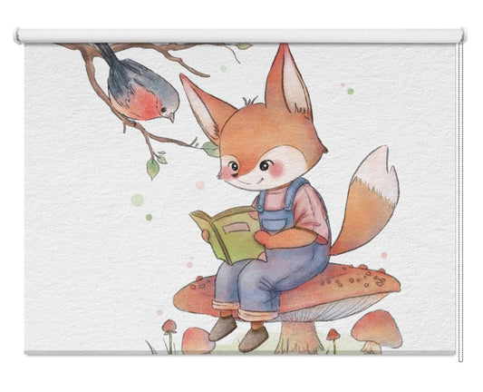 Fox and Bird Illustration Kids Printed Picture Photo Roller Blind - 1X2512466 - Art Fever - Art Fever