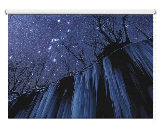 Freezing Cold Night & Waterfall Printed Picture Photo Roller Blind - 1X548995 - Art Fever - Art Fever