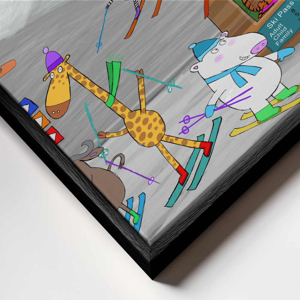 Funny Animals Enjoying the Ski Slopes by Illustrator Carla Daly Canvas Print Wall Art 1X2898754 - ART FEVER - Art Fever