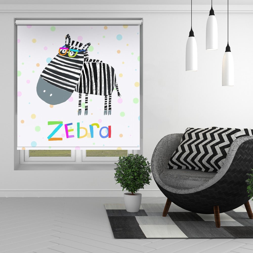 Funny Zebra Wearing Glasses by Illustrator Carla Daly Printed Picture Photo Roller Blind - 1X2898641 - Art Fever - Art Fever