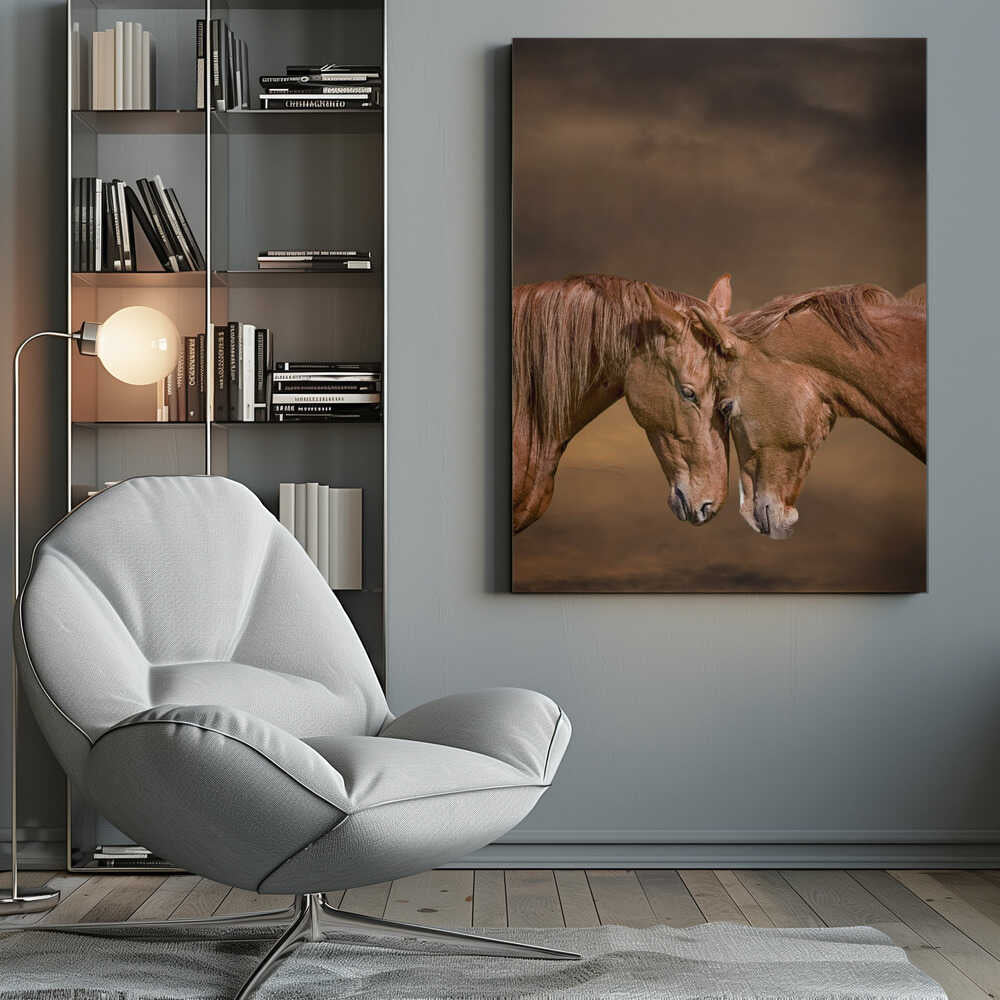 Gentle Horse Connection Canvas Print Wall Art 1X3354332 - ART FEVER - Art Fever