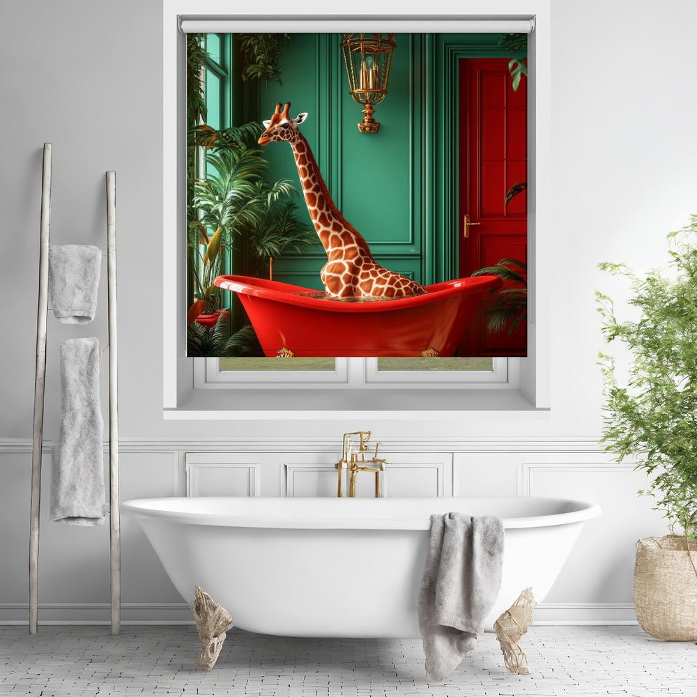 Giraffe in the Bathtub Tropical animals Printed Picture Photo Roller Blind - 1X3173082 - Art Fever - Art Fever