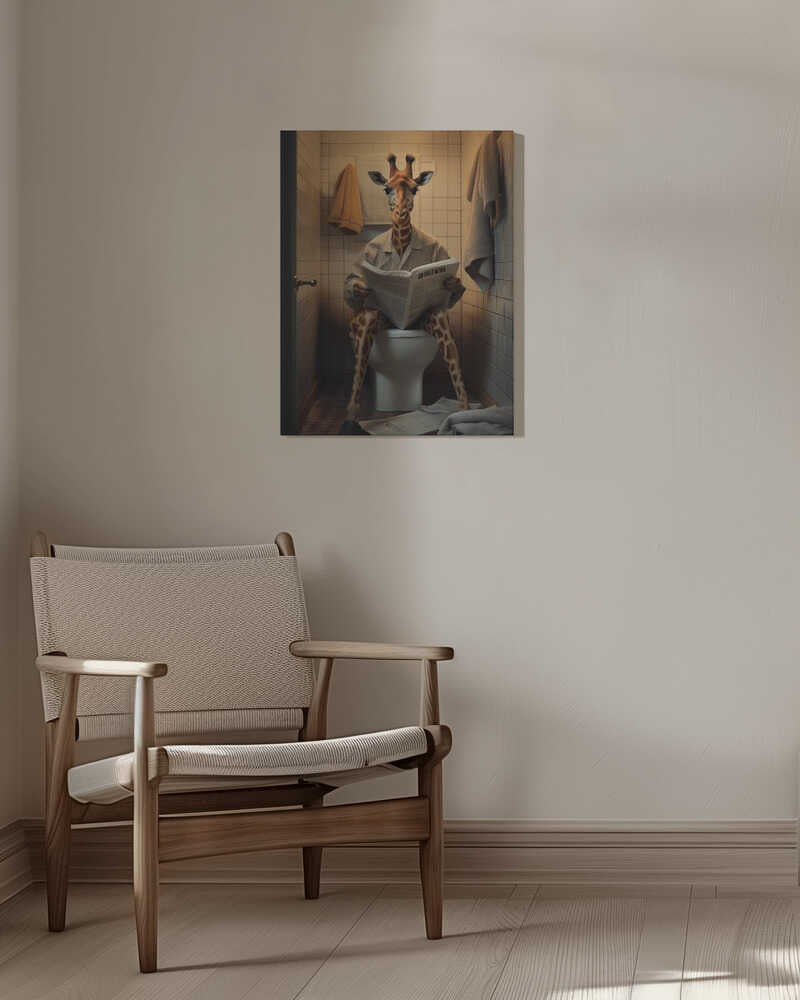 Giraffe In the Toilet Canvas Print Wall Art 1X3133079 - ART FEVER - Art Fever