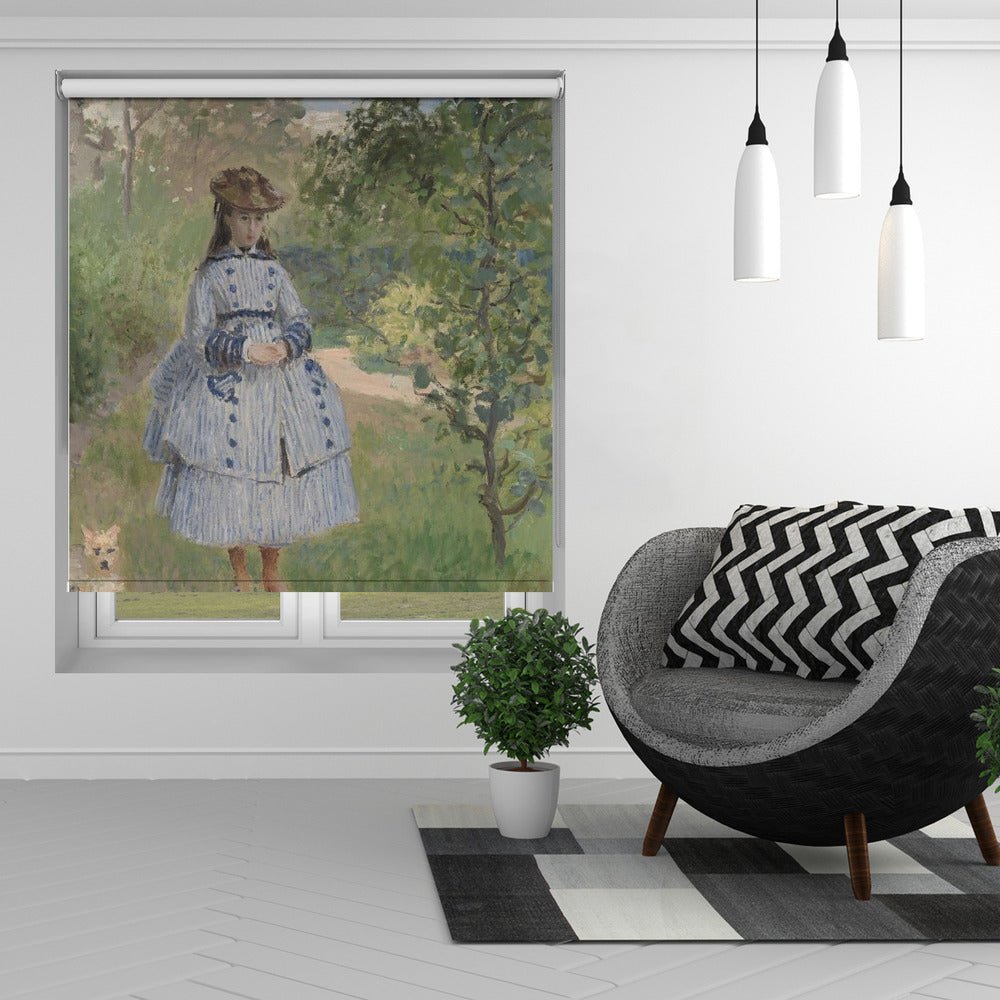 Girl With Dog By Claude Monet Printed Picture Photo Roller Blind - RB1422 - Art Fever - Art Fever