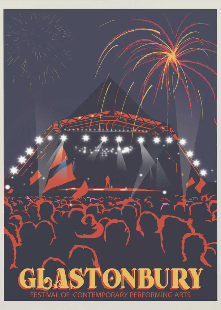 Glastonbury Festival Print Canvas Print Wall Art 1X2666096 - ART FEVER - Art Fever